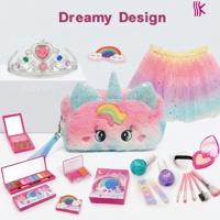 Ensemble de cosmétiques mignons pour filles, kit de maquillage non toxique et sûr avec sac de maquillage en plastique et jupe, emballé dans une boîte Kinyar X831 Flashing