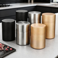 Boîte à thé matcha personnalisée en acier inoxydable 304, double couvercle hermétique, pour cérémonie du thé, thé en vrac, café en grains