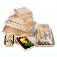 Emballage de restaurant jetable, biodégradable, recyclable, écologique, boîte à pâtes carrée octogonale en papier kraft, boîte à emporter pour la restauration rapide