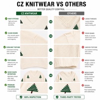 Pull de Noël pour femme, col en V, crème, tricoté, haut de gamme, festif, minimaliste, élégant, vêtements pour femmes, fournisseur personnalisé