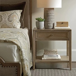 <span class=keywords><strong>Lit</strong></span> en bois massif et tissu de style vintage américain personnalisé, design simple pour les chambres petites à moyennes - Product Image 2