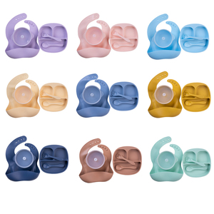 2023 New 100% Food Grade 6-pack Baby Product Supplies Soft Silicone Bib <strong>Spoon</strong> Bowl Baby Dinnerware Feeding Set - Product Image 6