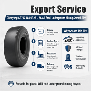 Neumático sin cámara CB797 18.00R25 L-5S de acero para minería subterránea, liso, para cargadora OTR de servicio pesado Chaoyang - Product Image 3