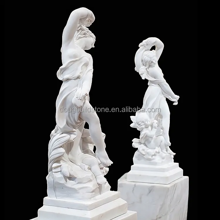 더그 빌드 스톤 한 쌍 사랑스러운 숙녀 조각 흰색 대리석 동상 돌 조각과 조각 예술 홈 장식