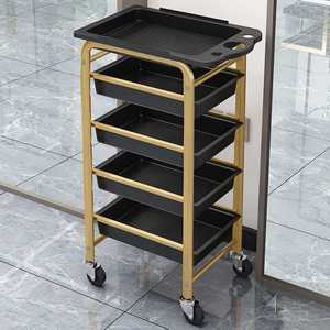 Chariot de coiffure professionnel noir 2026 avec 5 tiroirs pour salon de beauté, spa et barbier - Product Image 1