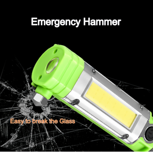 Lampe de travail multifonctionnelle COB avec aimant Marteau de sécurité étanche pour réparation automobile Lampe de poche d'urgence à LED Cutter télescopique - Product Image 2