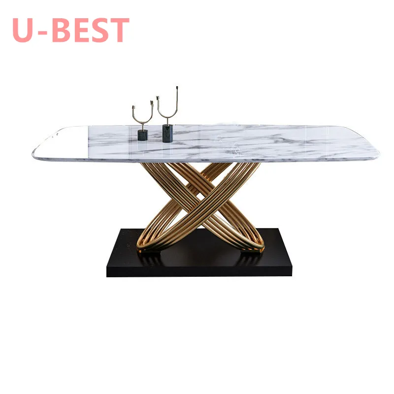 Tavolo rettangolare in marmo dell'isola della cucina Set da pranzo personalizzato 4 sedie Design di mobili per la casa di lusso per la moderna Villa di fascia alta