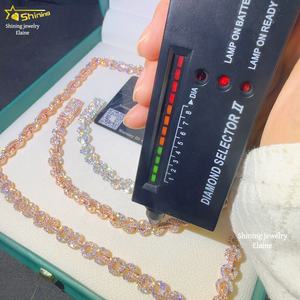 Perhiasan <span class=keywords><strong>Fashion</strong></span> Kalung 8MM Perak Sterling 925 Bertabur Batu Moissanite VVS Model Hip Hop Rantai Gelang Cuban - Product Image 6