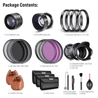 Ensemble d'objectifs et de filtres Neewer 58 mm, objectif grand angle 2,2x, objectif téléobjectif, filtres macro/ND/UV/CPL/FLD pour appareils photo APS-C