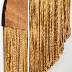 <span class=keywords><strong>Tapiz</strong></span> redondo bohemio, arte de hilo, pared grande escandinava, decoración de pared Bohemia, arte colgante de pared de madera grande, cuerda redonda, diseño beige - Product Image 4