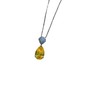 Fashion Eco-friendly Copper Minimalist Style 8*12MM Yellow Zircon Teardrop Pendant <b>Earrings</b> <b>Set</b> Simple Korean Jewellery <b>Set</b> - Product Image 2