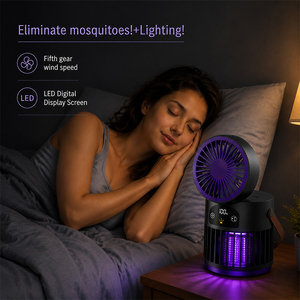 <span class=keywords><strong>Lampe</strong></span> <span class=keywords><strong>anti</strong></span>-moustiques LED 6-en-1 avec ventilateur, 5 vitesses, rechargeable par USB, tue-insectes portable, lanterne de <span class=keywords><strong>camping</strong></span> extérieure pour la maison et le bureau - Product Image 2