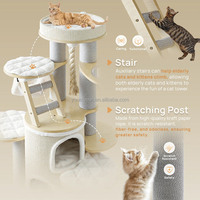 Arbre à chat YOUME 160 cm en bois massif, multi-niveaux, grand arbre à chat avec poteaux en sisal, hamac, lit et niche pour chats d'intérieur