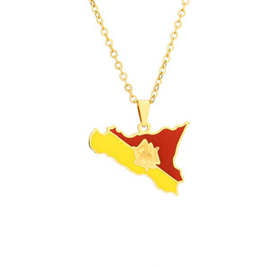 Fabricant <span class=keywords><strong>La</strong></span> <span class=keywords><strong>Sicilia</strong></span> Carte Chaîne Goutte D'huile Italie Sicile Carte Drapeau Couples Charme Hommes Pendentif Collier - Product Image 5