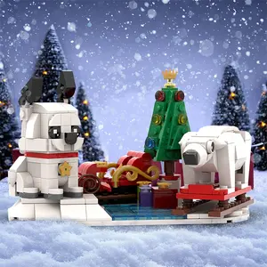 GoldMoc 크리스마스 썰매 크리스마스 장식 모델 퍼즐 교육 어린이 벽돌 장난감 산타 썰매 빌딩 블록 세트