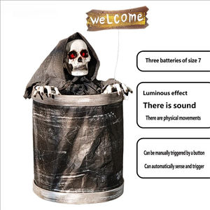 Décorations Lumineuses à Induction, Ornements d'Halloween, Baril en Bois Électrique Sautillant, Squelette, Maison Hantée, Chambre Secrète - Product Image 3