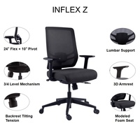 Chaise de bureau exécutive ergonomique contemporaine en maille avec dossier dynamique, soutien lombaire réglable et accoudoirs 3D GTChair