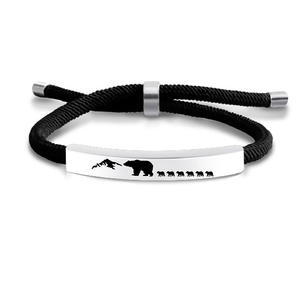<span class=keywords><strong>Pulsera</strong></span> de acero inoxidable con diseño de oso y papá, <span class=keywords><strong>pulsera</strong></span> trenzada de regalo para el Día del Padre - Product Image 6