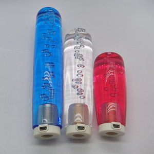 หัวเกียร์คริสตัลแบบมีฟองอากาศ ไฟ LED ส่องสว่าง ไม่มีไฟ LED สำหรับเกียร์ธรรมดา ปรับได้ น้ำหนักเบา ตกแต่งภายในรถยนต์ - Product Image 1