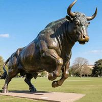 Patung Hewan Sapi Perunggu Ukuran Asli untuk Dekorasi, Seni Modern Dekoratif Luar Ruangan, Patung Banteng Wall Street untuk Hiasan