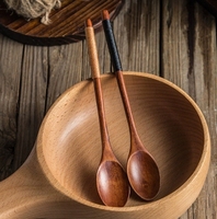Ensemble de couverts de cuisine en bois d'acacia naturel pur/bois de teck, 6 pièces, boîte cadeau personnalisable