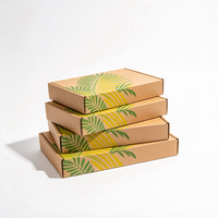 Boîte d'emballage pour écharpe en kraft naturel, imprimée feuille de palmier, en carton ondulé, pour vêtements et cadeaux, vente en gros