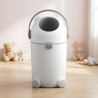 Petite poubelle portable en plastique avec couvercle roulant, résistante aux odeurs, pour chambre à coucher, motif animal mignon
