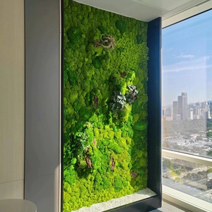Venta al por mayor flores preservadas plantas musgo Real Natural pared arte verde estabilizado diseño moderno tamaño personalizado cumpleaños pared - Product Image 2