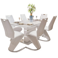 Meubles modernes de haute qualité, ensemble de salle à manger avec 6 chaises, table carrée, table à manger en verre et placage MDF