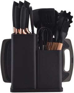 Ensemble d'ustensiles de cuisine en silicone 19 pièces avec manche en bois, outils de cuisson, couteau, planche à découper, seau de rangement, ensemble d'accessoires de cuisine - Product Image 6