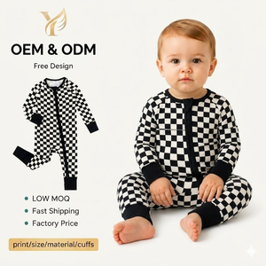 Pijamas de Bambú Personalizados de Manga Larga, Producción Rápida <span class=keywords><strong>a</strong></span> Precios de Mayoreo, Mameluco con Cierre para Bebés de 9 <span class=keywords><strong>a</strong></span> 12 <span class=keywords><strong>Meses</strong></span>, Ropa para Niñas - Product Image 1