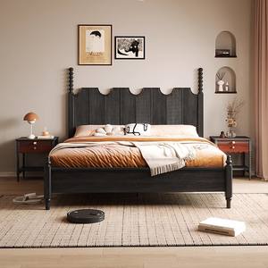 Cadre de <span class=keywords><strong>lit</strong></span> en bois massif <span class=keywords><strong>sur</strong></span> mesure pour projets hôteliers et d'appartements, tête de <span class=keywords><strong>lit</strong></span> ondulée, poteaux tournés, OEM ODM, vente en gros de meubles - Product Image 3