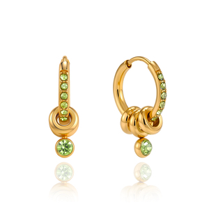 J&D Jewelry - Pendientes de Aro de Acero Inoxidable Chapados en Oro de 18K con Circonitas <span class=keywords><strong>Verdes</strong></span>, Joyería de Diseño con Múltiples Anillos para Mujer - Product Image 1