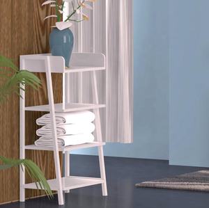 Étagère échelle blanche à 4 niveaux, style moderne et minimaliste, avec garde-corps, meuble de rangement ouvert autoportant pour salon et chambre - Product Image 6