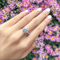 Bague en argent sterling 925 classique avec moissanite 2, 3 ou 4 carats à six griffes, bague de mariage et de fiançailles, cadeau pour femme, certificat GRA