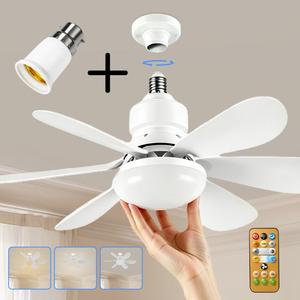 0728 6 Fan Blades Powerful Wireless Bulb Multi-speed Adjustable Modern <b>Ceiling</b> 3 Color <b>Dimmable</b> Compact <b>Led</b> Fans - Product Image 4