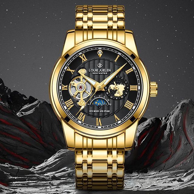 Louie Juelen Popular Fashion Men's Mechanical Tourbillion Watch Business Luminous Waterproof Watch High-end Watch