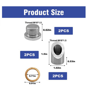 Kit de bouchons et de colliers filetés CNC en acier inoxydable SS304 M18*1.5, conception coudée <span class=keywords><strong>à</strong></span> 45 degrés avec joint d'étanchéité en cuivre pour réparation de tuyau d'échappement - Product Image 4