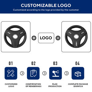 工場卸売ゴム製ウェイトプレート高品質滑り止め一体型鋳造厚型トレーニングバーベルプレート - Product Image 2