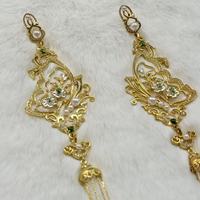 Pendentif Élégant en Perle Style Chinois avec Plume de Pie-vert, Sertissage Classique Plaqué Or et Argent, Motif Oiseau en Jade et Fleur, et Pendentif Goutte