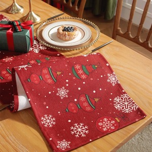Runner da Tavola Rosso in Cotone Stile Americano, Ecologico e Personalizzabile, per Decorazioni da <span class=keywords><strong>Cucina</strong></span> e Sala da Pranzo, Vendita Calda - Product Image 3