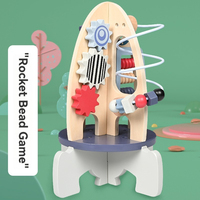 Ensemble de jouets éducatifs en bois multifonctionnels pour la petite enfance, jeu interactif familial amusant, fusée en bois à enrouler avec des perles pour enfants