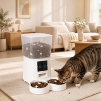 Distributeur automatique de nourriture pour animaux de compagnie 5,5 L avec contrôle des portions programmé et enregistrement vocal de 15 secondes pour chats et chiens