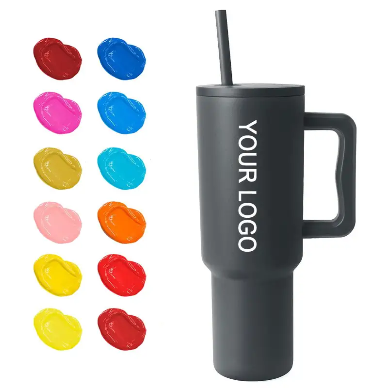 2024 Nhà Máy Tốt Nhất Hot Bán Biểu Tượng Tùy Chỉnh Quencher Du Lịch Mug 30Oz 40Oz Cốc Với Xử Lý Và Rơm