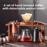 Ensemble de cafetière à filtre réutilisable avec support en bois de qualité supérieure, design moderne et minimaliste, porte-filtre amovible, pour la maison