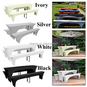 Hot Sale Rectangle Custom Fitted Spandex Stretch One Piece Elastic Beer Table Cover and Two Pieces Stretch Beer Bench Cover - Product Image 2