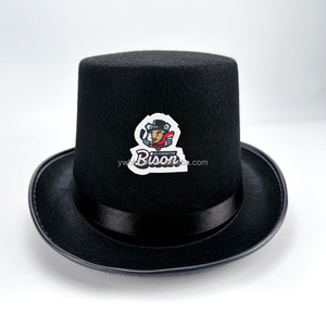 HLC Custom Halloween <strong>Magician</strong> Hat with Brand Logo Non-Woven Gentleman Top Hat Black Cosplay LinColn Hat for Party Decoration - Product Image 1