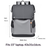 Sac à dos d'affaires pour hommes, grande capacité, sac à dos d'ordinateur portable de voyage, 16 pouces, membrane en cuir imperméable, tendance