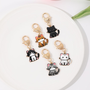 Porte-clés en métal chat mignon très populaire, pendentif chat gras de dessin animé, décoration de sac, cadeau, vente en gros - Product Image 2