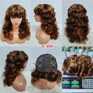 Promotion 78$ Letsfly Bouncy Loose 1x3 <b>Lace</b> <b>Wigs</b> with Bang 22 Inches 1BT4# Natural Human Hair Wholesales Virgin Hair - Product Image 4